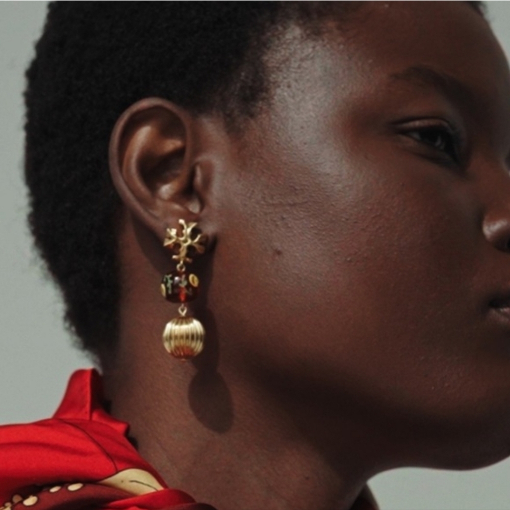 Burch . Roxanne Burntsienna Double Drop Earrings - image 4